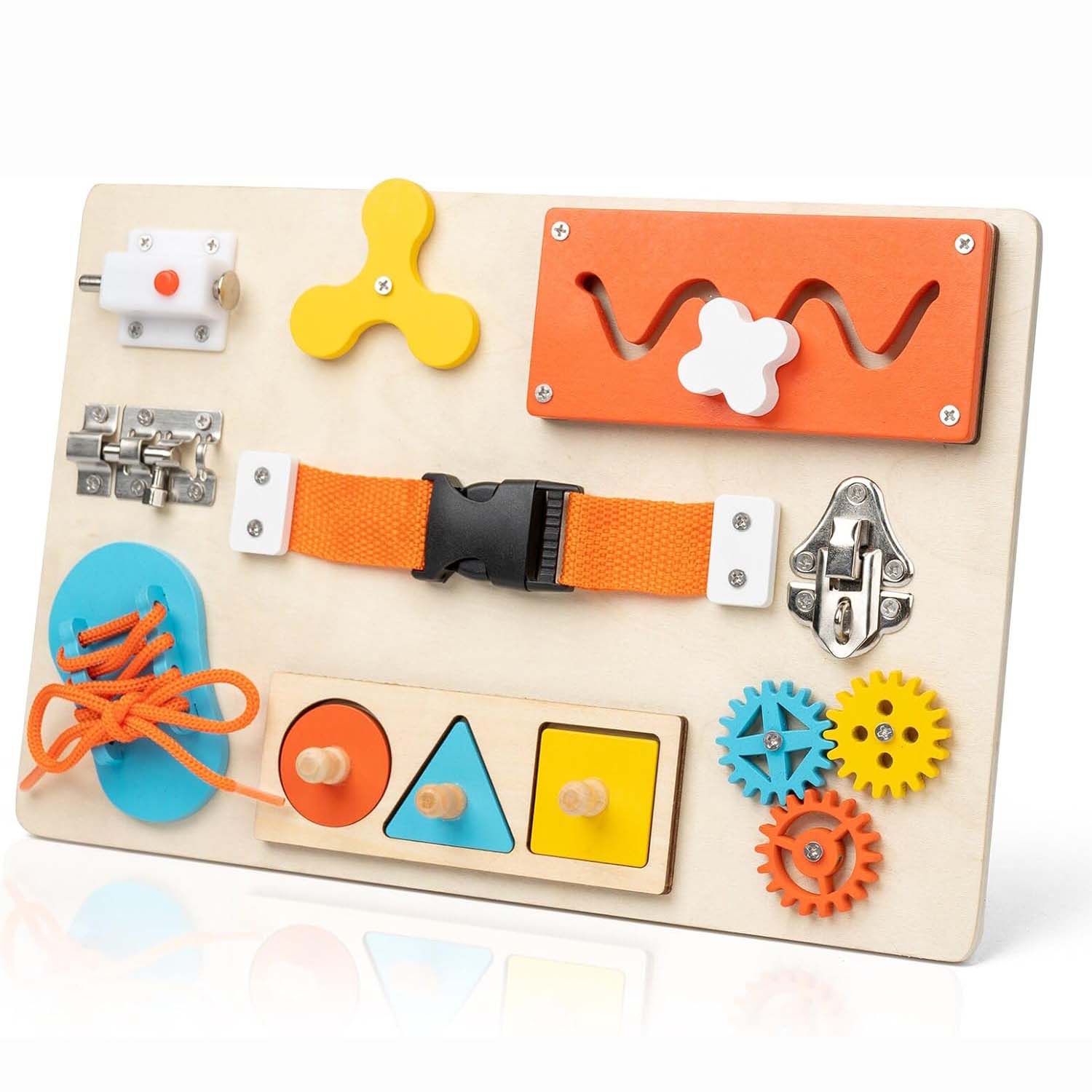 Montessori Wooden Busy Board Toddler - 몬테소리 유아용 비지보드, 목재 활동 감각