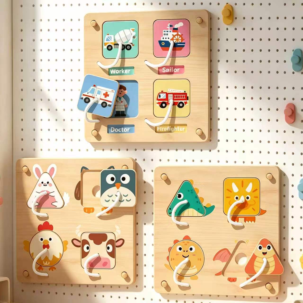 Montessori Wooden Busy Board Toddler - 몬테소리 나무 놀이판 DIY 액세서리 감각