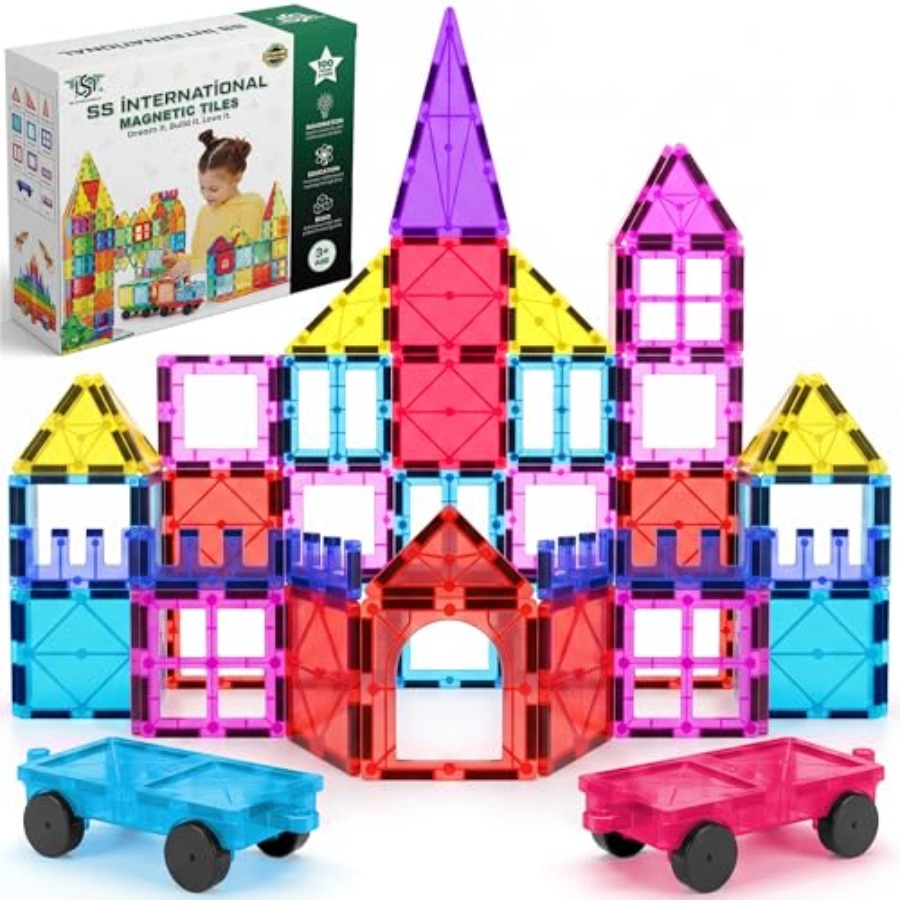 자석 타일 조립 세트 100개(자동차 2대 포함) ST - Magnetic Building Tiles Set 100Pcs 리뷰 및 가격