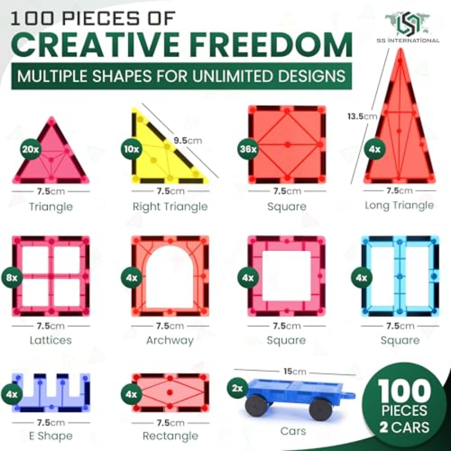 자석 타일 조립 세트 100개(자동차 2대 포함) ST - Magnetic Building Tiles Set 100Pcs 리뷰 및 가격