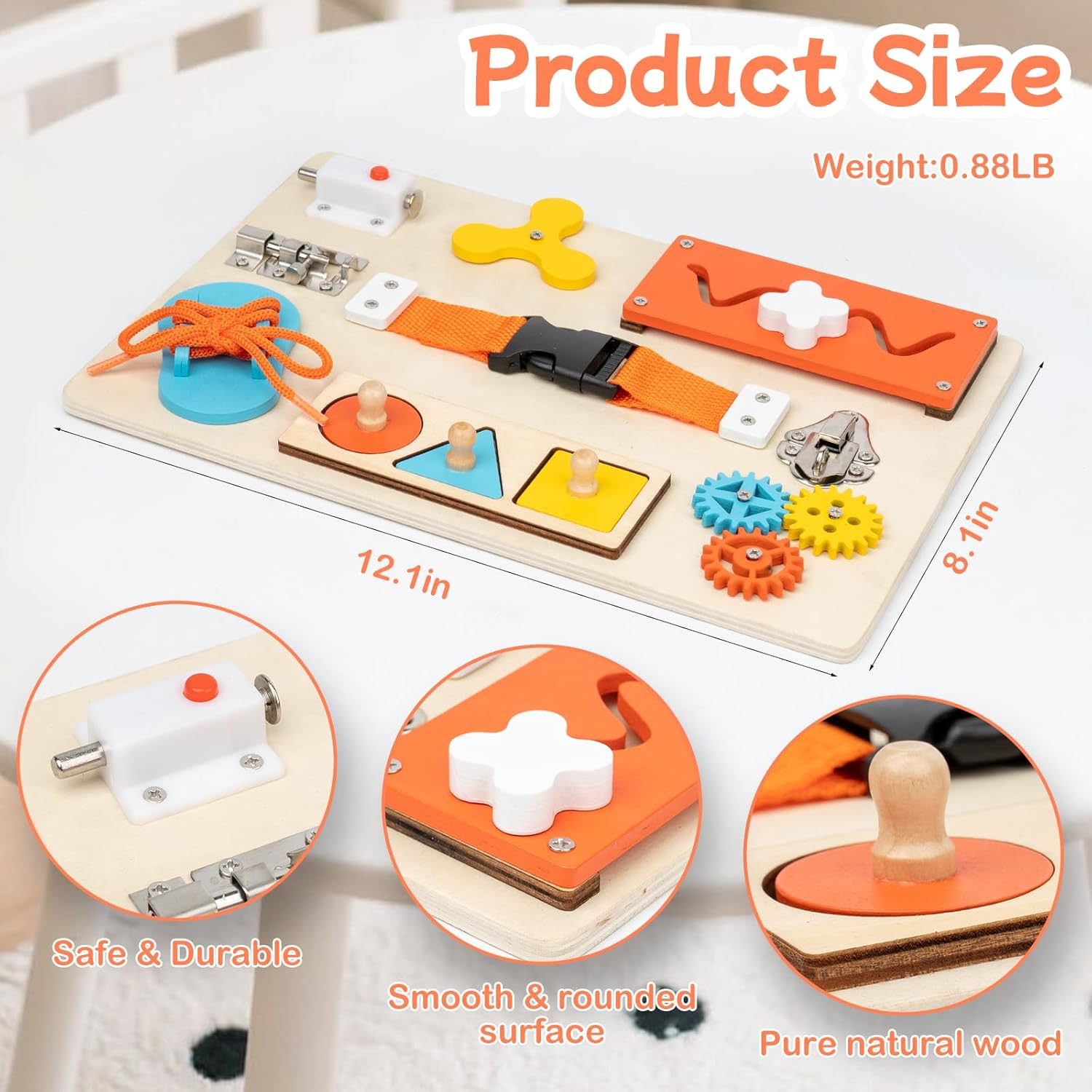 몬테소리 유아용 비지보드, 목재 활동 감각 보드, 소근 - Montessori Wooden Busy Board Toddler 리뷰 및 가격